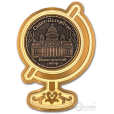 Магнит из бересты Санкт-Петербург-Исаакиевский собор глобус золото